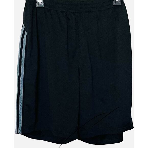 ADIDAS CLIMACOOL HI-RISE ATHLETIC SHORTS, MENS-M-BLACK-BLUE STRIPES, INNER TIGHT - Picture 3 of 11